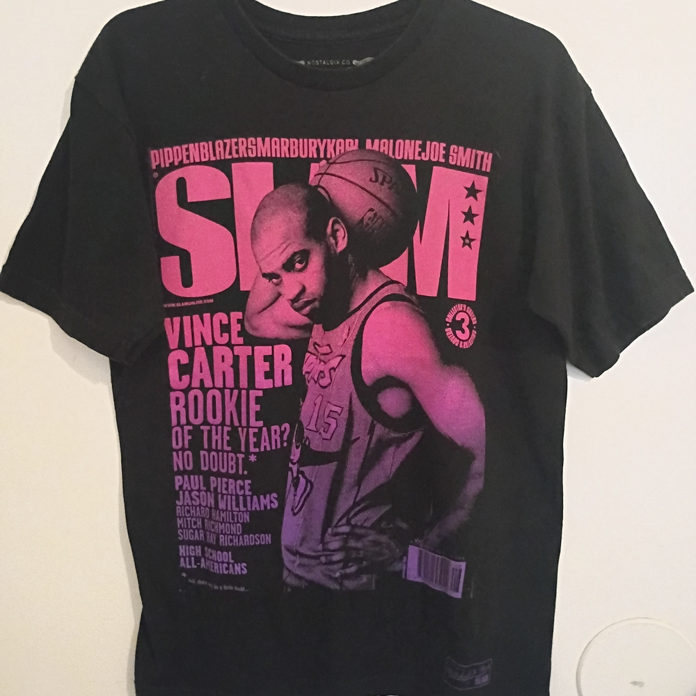 Mitchell & Ness Black and Pink Graphic Tee Vince Carter Sz M